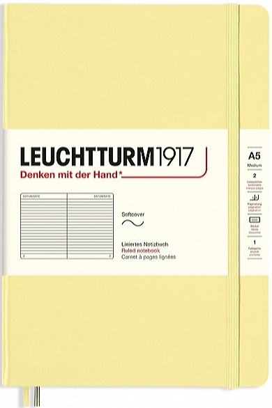 Блокнот Leuchtturm1917 Smooth Colours м'який середній 14,5 х 21 см в лінію ванільний
