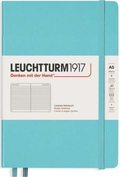 Блокнот Leuchtturm1917 Rising Colours середній 14,5 х 21 см в лінію Aquamarine
