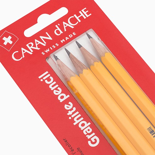 Набір олівців Caran d'Ache Graphite HB з гумками 4 штуки