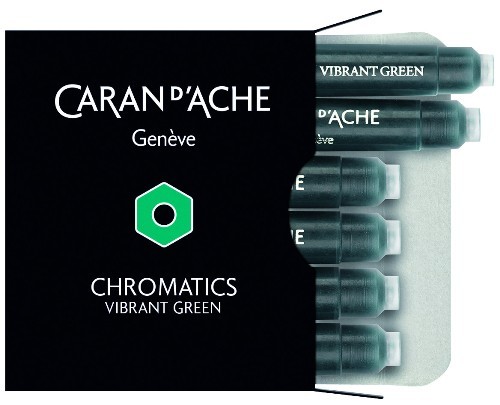 Набір чорнильних картриджів Caran d'Ache Chromatics зелений 6 штук
