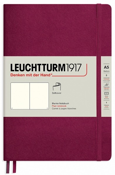 Блокнот Leuchtturm1917 Soft м'який середній 14,5 х 21 см нелінований винний