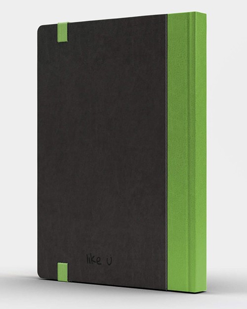 Блокнот Like U PRO в лінію Чорний з салатовим