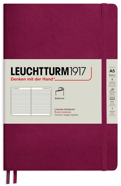 Блокнот Leuchtturm1917 Soft м'який середній 14,5 х 21 см в лінію винний