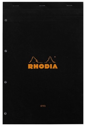 Блокнот Rhodia Pad 20 А4+ лінування seye з отворами для швидкозшивача чорний