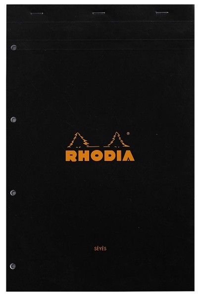 Блокнот Rhodia Pad 20 А4+ лінування seye з отворами для швидкозшивача чорний