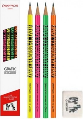Набір олівців Caran d'Ache Grafik Fluo НВ + гумка 5 предметів
