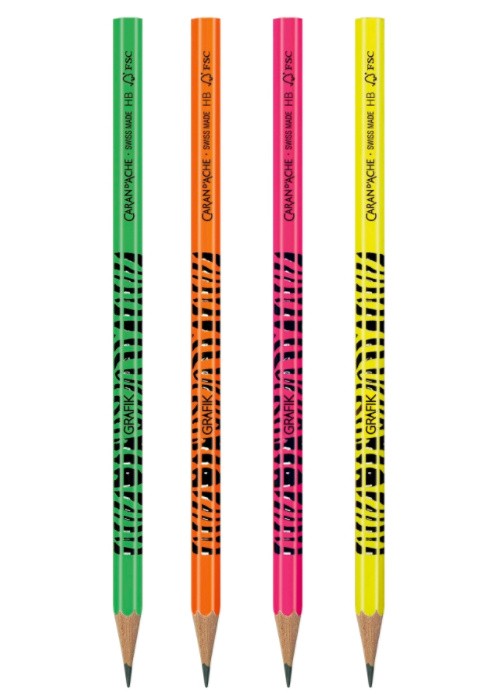 Набір олівців Caran d'Ache Grafik Fluo НВ + гумка 5 предметів