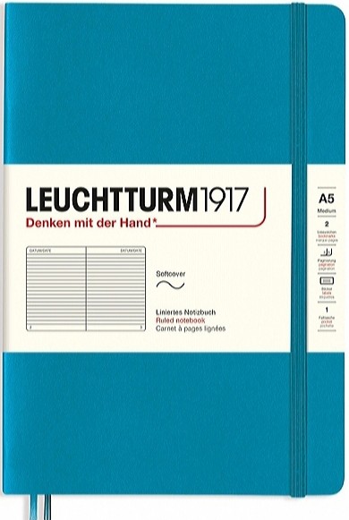 Блокнот Leuchtturm1917 Smooth Colours м'який середній 14,5 х 21 см в лінію океанський
