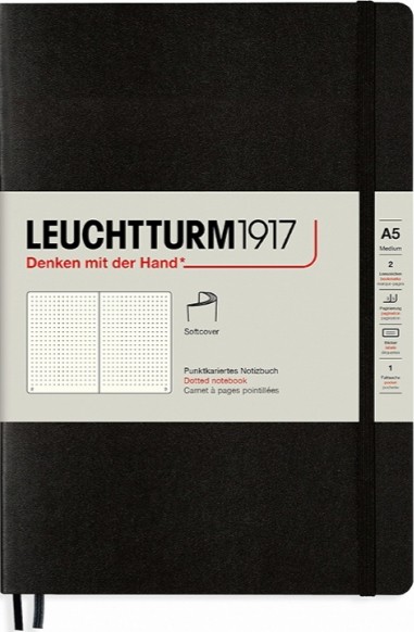 Блокнот Leuchtturm1917 Soft м'який середній 14,5 х 21 см в крапку чорний 