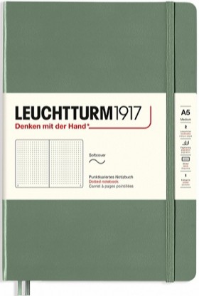 Блокнот Leuchtturm1917 Smooth Colours м'який середній 14,5 х 21 см в крапку оливковий