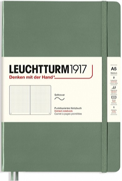 Блокнот Leuchtturm1917 Smooth Colours м'який середній 14,5 х 21 см в крапку оливковий
