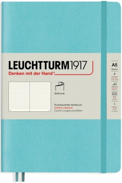 Блокнот Leuchtturm1917 Rising Colours м'який середній 14,5 х 21см в крапку Aquamarine