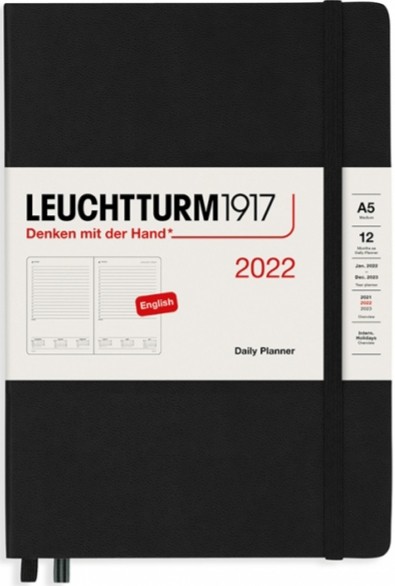 Щоденник Leuchtturm1917 на 2022 рік середній 14,5 х 21 см чорний