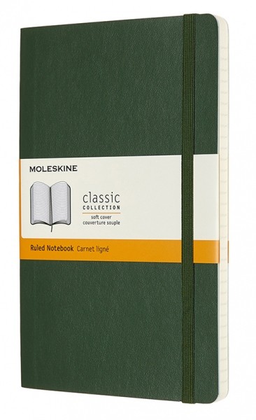 Блокнот Moleskine Classic середній 13 x 21 см в лінію миртовий зелений м'який