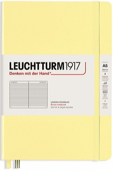 Блокнот Leuchtturm1917 Smooth Colours середній 14,5 х 21 см в лінію ванільний 