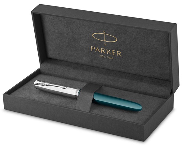 Чорнильна ручка Parker 51 Teal Blue CT FP бірюзова/сталь перо F (тонке)
