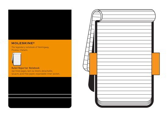 Репортерський блокнот Moleskine кишеньковий 9 х 14 см в лінію чорний 