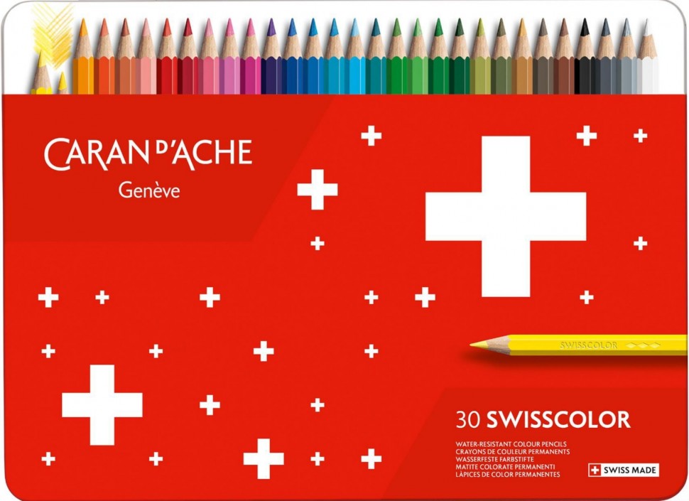 Набір водостійких олівців Caran d'Ache Swisscolor 30 штук 