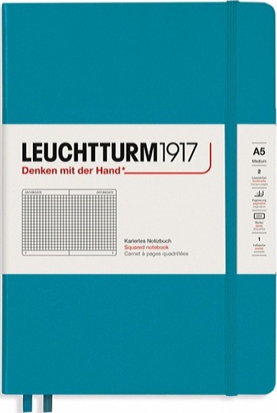Блокнот Leuchtturm1917 Smooth Colours середній 14,5 х 21 см в клітинку океанський