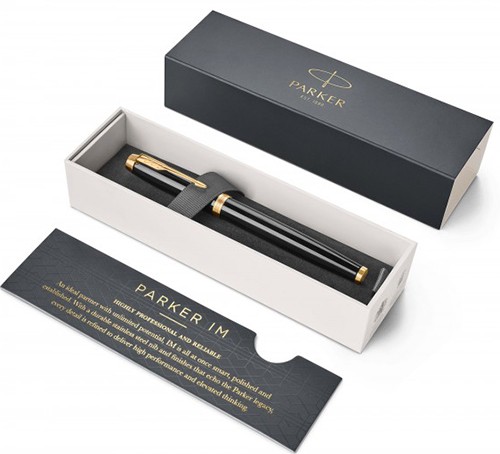 Чорнильна ручка Parker IM Black GT FP чорна з позолотою перо F (тонке)