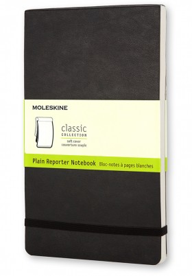 Репортерський блокнот Moleskine середній 13 х 21 см нелінований чорний м'який