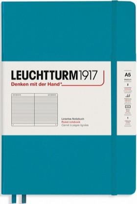 Блокнот Leuchtturm1917 Smooth Colours середній 14,5 х 21 см в лінію океанський