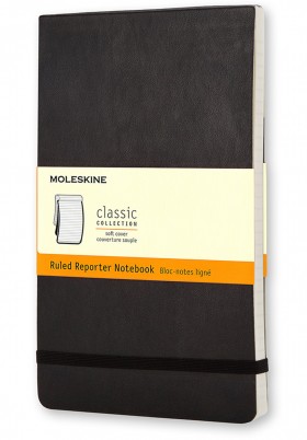 Репортерський блокнот Moleskine середній 13 х 21 см в лінію чорний м'який