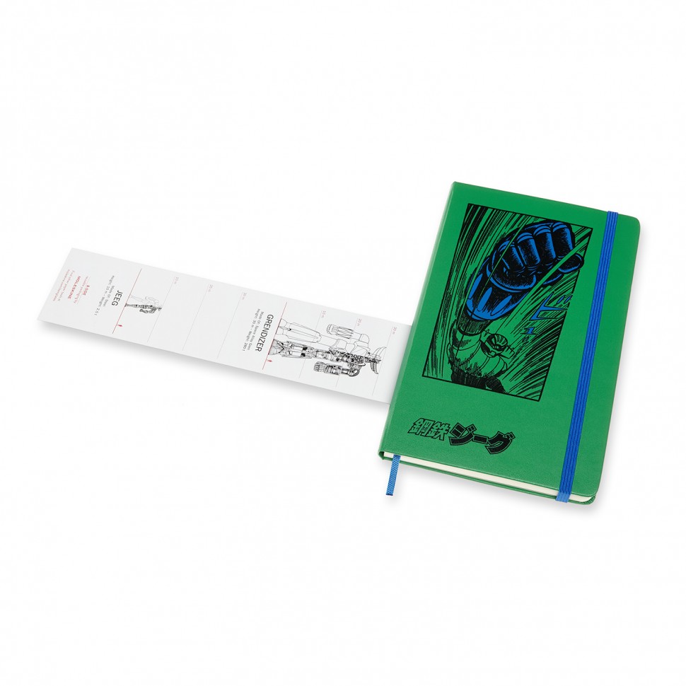 Блокнот Moleskine Go Nagai Steel Jeeg середній 13 х 21 см в нелінований зелений 