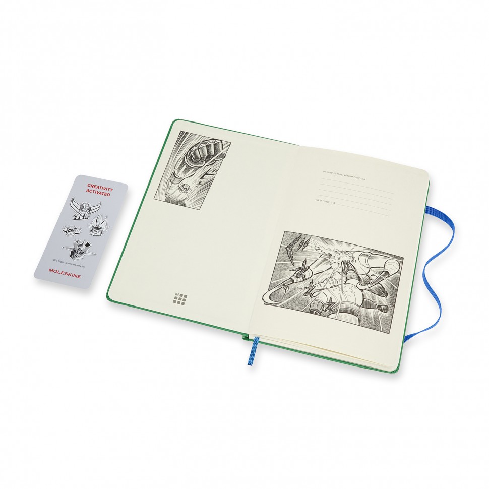 Блокнот Moleskine Go Nagai Steel Jeeg середній 13 х 21 см в нелінований зелений 