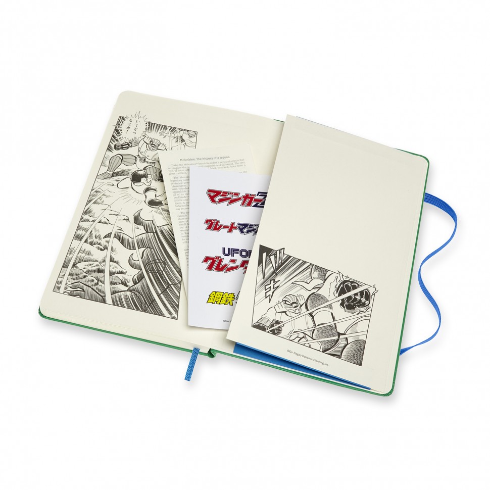 Блокнот Moleskine Go Nagai Steel Jeeg середній 13 х 21 см в нелінований зелений 