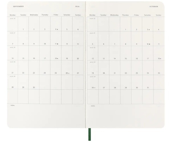 Щоденник Moleskine на 2026 рік середній 13 х 21 см миртовий зелений м'який