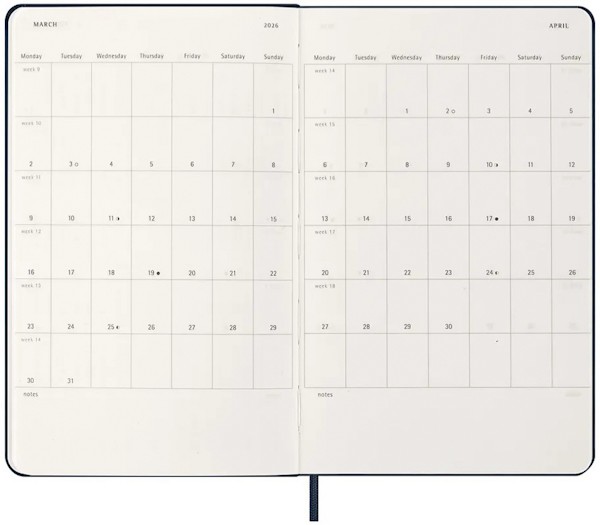 Щоденник Moleskine на 2026 рік середній 13 х 21 см сапфір