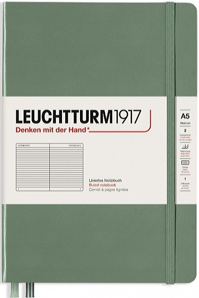 Блокнот Leuchtturm1917 Smooth Colours 14,5 х 21 см в лінію оливковий