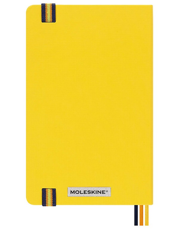 Блокнот Moleskine x K-Way середній 13 х 21 см в лінію жовтий нейлон
