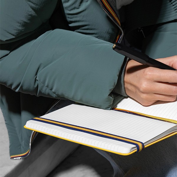 Блокнот Moleskine x K-Way середній 13 х 21 см в лінію жовтий нейлон