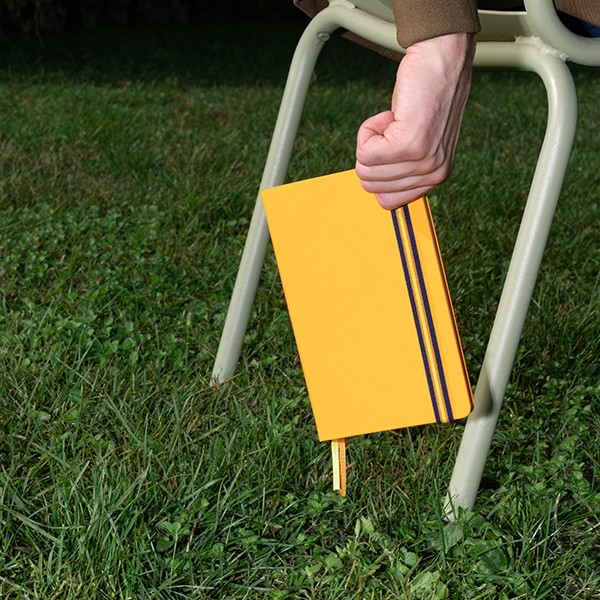 Блокнот Moleskine x K-Way середній 13 х 21 см в лінію жовтий нейлон