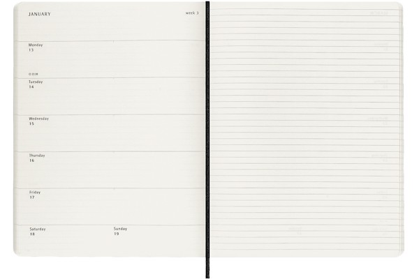 Щотижневик Moleskine 2025-2026 на 18 місяців великий 19 х 25 см чорний м'який