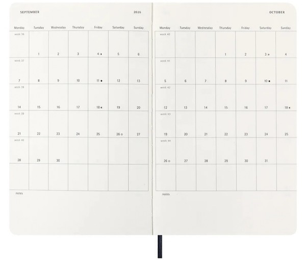 Щоденник Moleskine на 2026 рік середній 13 х 21 см сапфір м'який