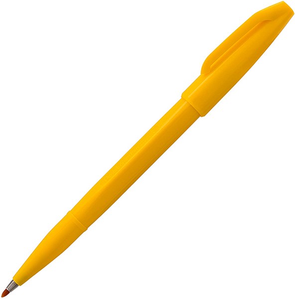 Ручка капілярна Pentel Sign Pen жовта твердий наконечник 