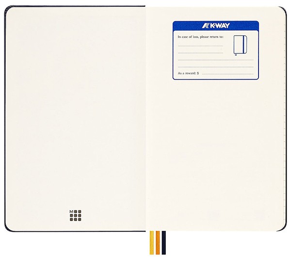 Блокнот Moleskine x K-Way середній 13 х 21 см в лінію синій нейлон