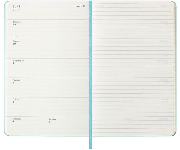 Щотижневик Moleskine 2025-2026 на 18 місяців середній 13 х 21см аквамарин