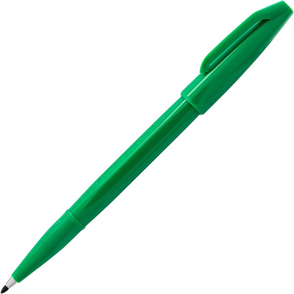Ручка капілярна Pentel Sign Pen зелена твердий наконечник 