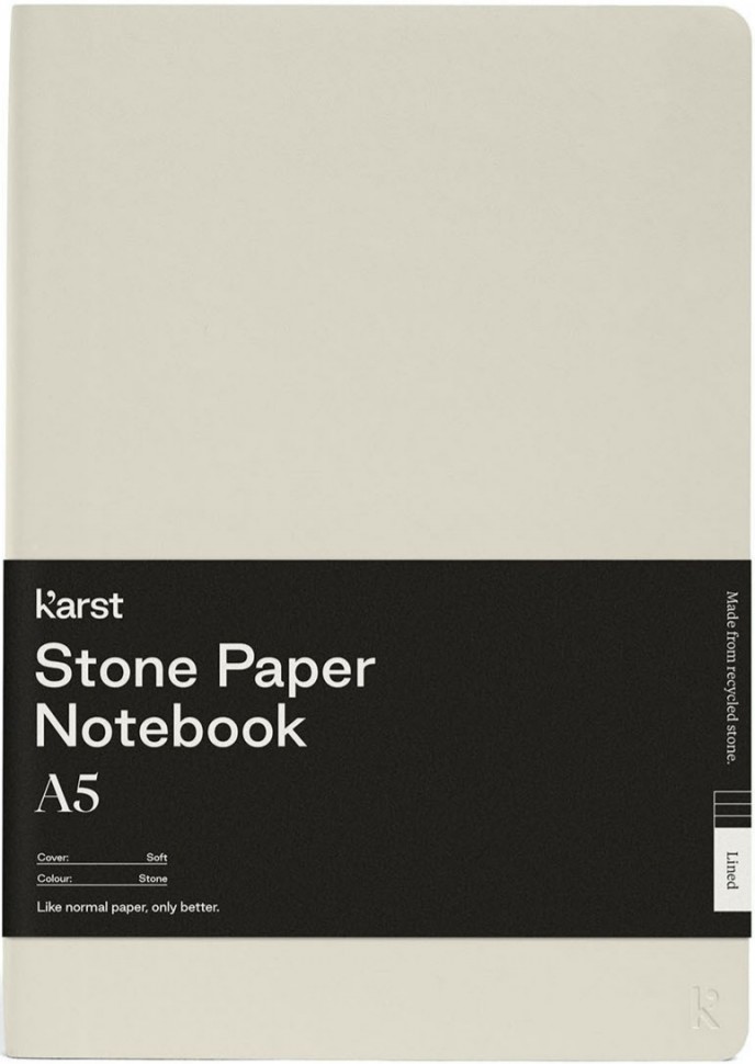 Блокнот Karst Classic A5 14,8 х 21 см в лінію сірий камінь м'який