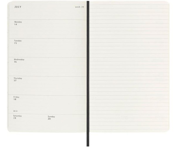 Щотижневик Moleskine 2025-2026 на 18 місяців середній 13 х 21 см чорний м'який
