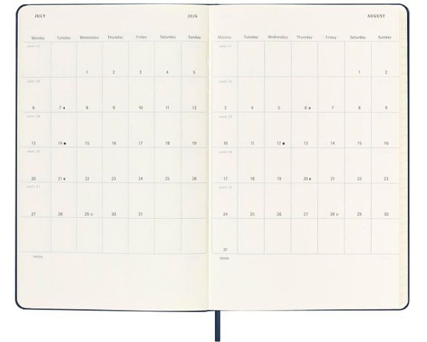 Щотижневик Moleskine 2025-2026 на 18 місяців середній 13 х 21см сапфір