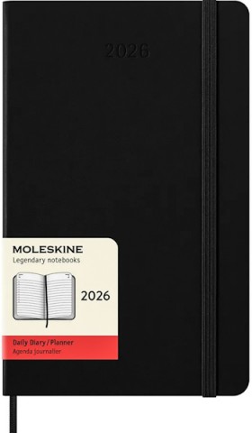 Щоденник Moleskine на 2026 рік середній 13 х 21 см чорний