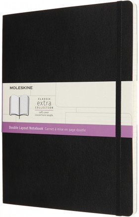Блокнот Moleskine Classic Double Layout великий 19 х 25 см лінія-нелінований чорний м'який
