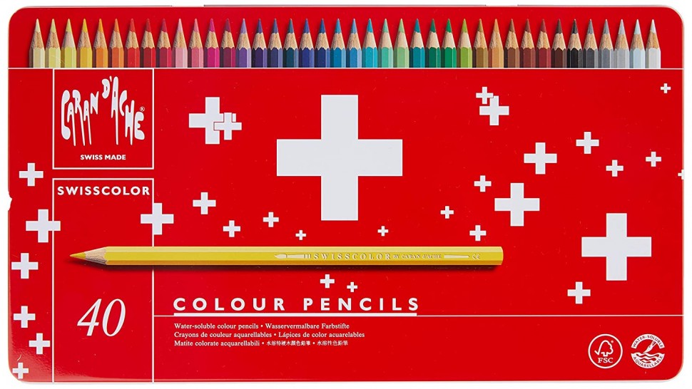 Набір акварельних олівців Caran d'Ache Swisscolor 40 штук 