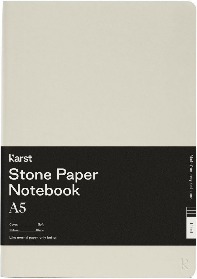 Блокнот Karst Classic A5 14,8 х 21 см нелінований сірий камінь м'який 
