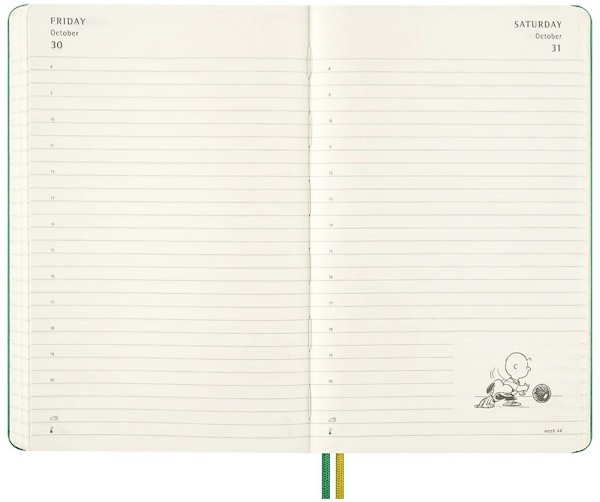 Щоденник Moleskine Peanuts на 2026 рік середній 13 х 21 см зелений
